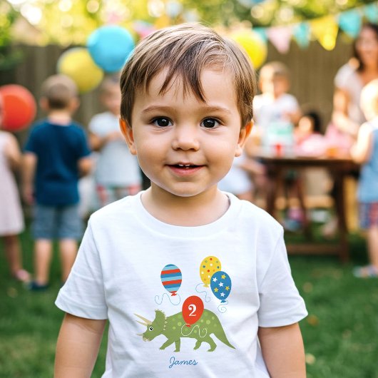 T-shirt Pour Les Tous Petits Dinosaure d'anniversaire Triceratops Nom personnal
