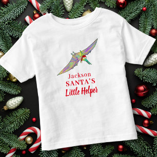 T-shirt Pour Les Tous Petits Dinosaure de Noël Nom de Garçon Personnalisé
