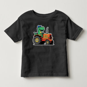 T-shirt Pour Les Tous Petits Dinosaure drôle conduisant un tracteur Dino Power