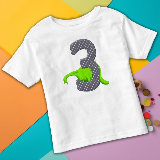 T-shirt Pour Les Tous Petits Dinosaure Vert de trois ans 2