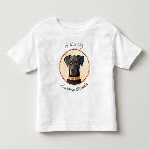 T-shirt Pour Les Tous Petits Doberman Pinscher Peinture non découpée Art origin