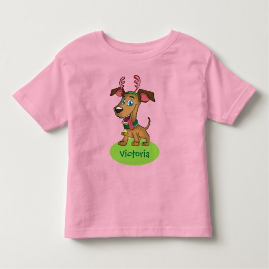 T-shirt Pour Les Tous Petits Doggie de Noël avec le nom de l'enfant (Devant)