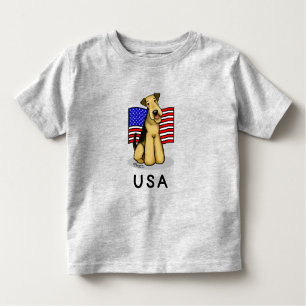 T-shirt Pour Les Tous Petits Drapeau américain Airedale Terrier Dog - mignonne