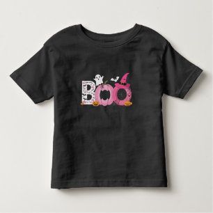 T-shirt Pour Les Tous Petits Drôle Citrouille BOO avec chauves-souris roses et 
