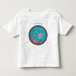 T-shirt Pour Les Tous Petits Drôle des créatures marines sous l'eau dessin anim