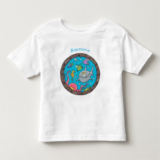 T-shirt Pour Les Tous Petits Drôle des créatures marines sous l'eau dessin anim (Devant)