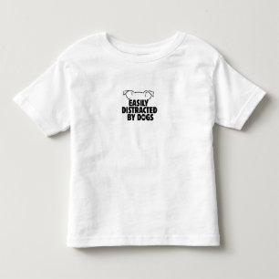 T-shirt Pour Les Tous Petits Drôle Facilement Distrait Par Les Chiens, cadeau p