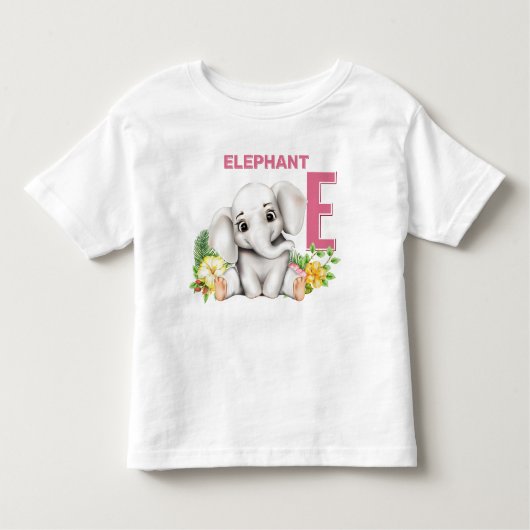 T-shirt Pour Les Tous Petits E est pour Elephant Alphabet (Devant)