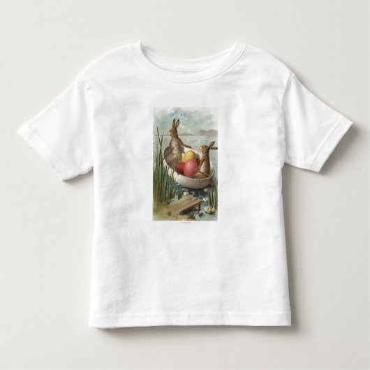 T-shirt Pour Les Tous Petits EasterBunnies dans un bateau avec les oeufs (Devant)