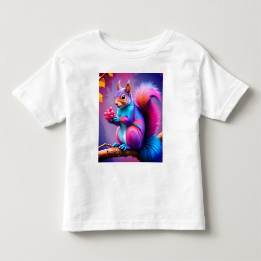 T-shirt Pour Les Tous Petits Écureuil Bleu Mangeant Un Fruit (Devant)
