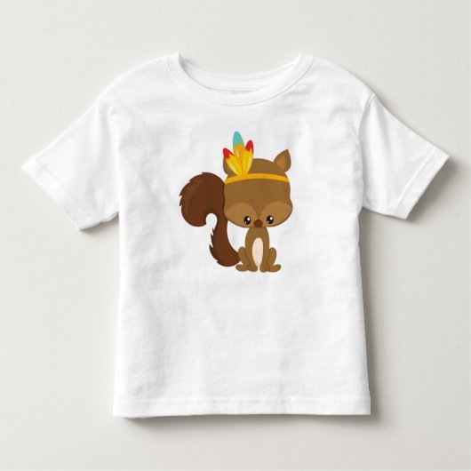 T-shirt Pour Les Tous Petits Écureuil d'action de grâces, Écureuil Brown, Plume (Devant)