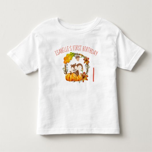 T-shirt Pour Les Tous Petits Écureuil d'anniversaire et couronne rustique Citro (Devant)