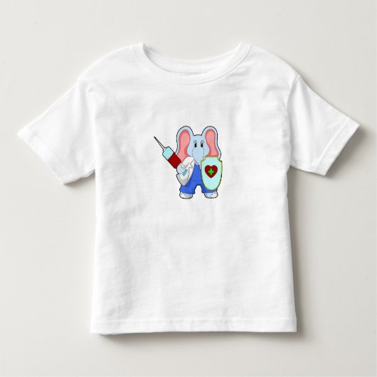 T-shirt Pour Les Tous Petits Eléphant à la vaccination avec seringue (Devant)