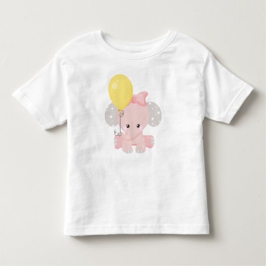 T-shirt Pour Les Tous Petits Eléphant Avec Ballons, Eléphant Mignonne, Couronne (Devant)