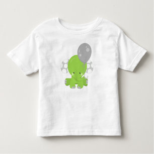 T-shirt Pour Les Tous Petits Eléphant Avec Ballons, Eléphant Vert, Animal Migno