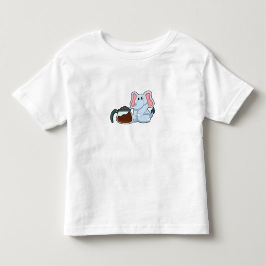T-shirt Pour Les Tous Petits Éléphant avec cafetière (Devant)