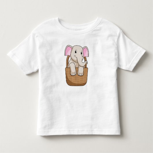 T-shirt Pour Les Tous Petits Eléphant avec panier (Devant)
