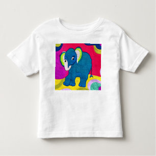 T-shirt Pour Les Tous Petits Eléphant Bébé Bleu Cute - Design Quilt