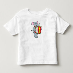 T-shirt Pour Les Tous Petits Elephant comme musicien avec tambour