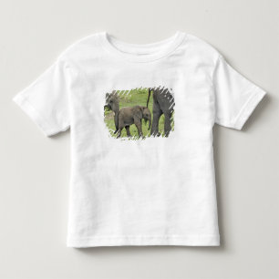 T-shirt Pour Les Tous Petits Éléphant d'Afrique femelle avec bébé