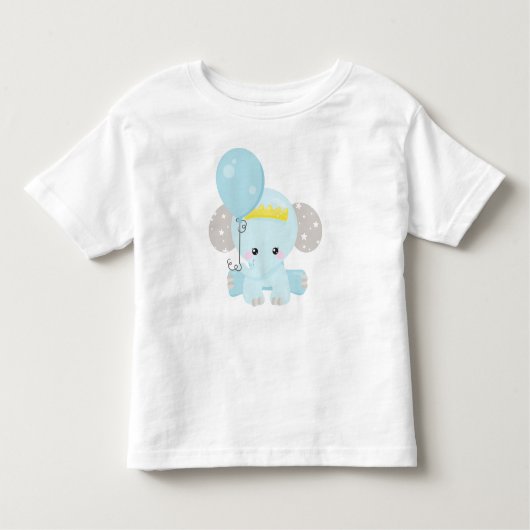 T-shirt Pour Les Tous Petits Eléphant, Eléphant Avec Ballons, Couronne, Étoiles (Devant)