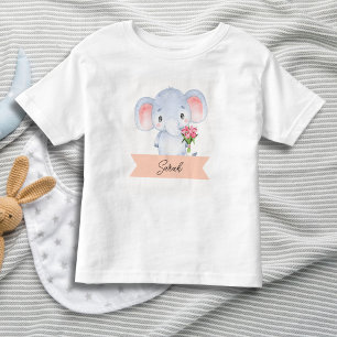 T-shirt Pour Les Tous Petits Éléphant mignon personnalisé 