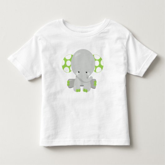 T-shirt Pour Les Tous Petits Eléphant mignon, petit éléphant - gris vert (Devant)