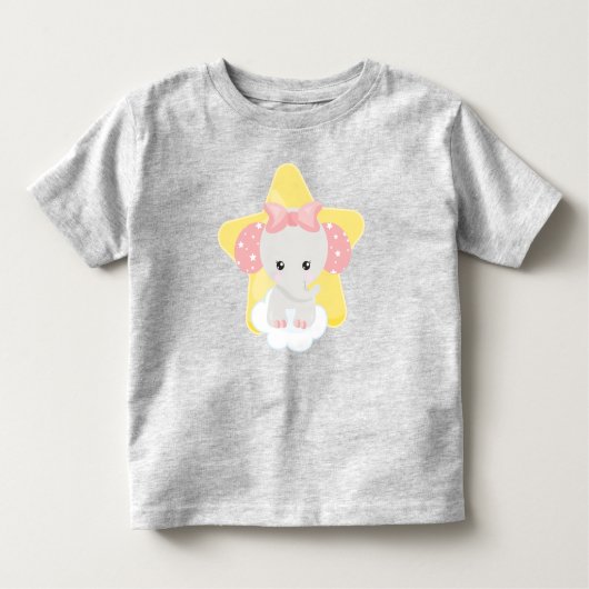 T-shirt Pour Les Tous Petits Eléphant Sur Un Nuage, Eléphant Mélange, Étoiles,  (Devant)