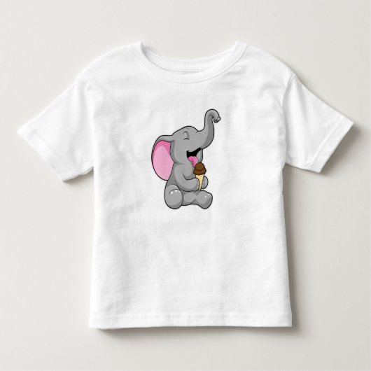 T-shirt Pour Les Tous Petits Elephant with chocolate gaufre ice cream (Devant)