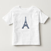 T-shirt Pour Les Tous Petits "Embossée" Tour Eiffel Paris en acier bleu (Devant)