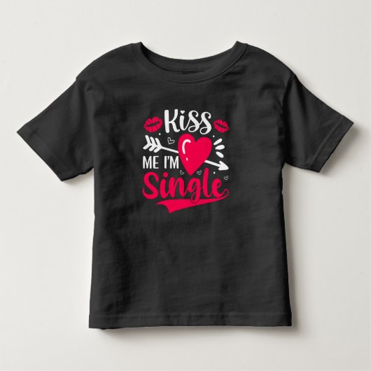 T-shirt Pour Les Tous Petits Embrasse Moi Je Suis Seul Mignon Saint-Valentin (Devant)