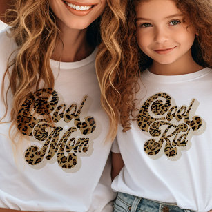 T-shirt Pour Les Tous Petits Empreinte de léopard Cool enfant jumelage maman et