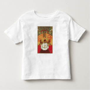 T-shirt Pour Les Tous Petits Enfant devant la cheminée