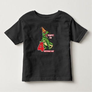 T-shirt Pour Les Tous Petits Enfants 4 ans dinosaures anniversaire 4e fête Garç