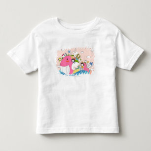 T-shirt Pour Les Tous Petits Enfants jouant par des poissons dans l'étang