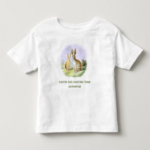 T-shirt Pour Les Tous Petits Équipe de chasse d'œufs de Pâques personnalisée La