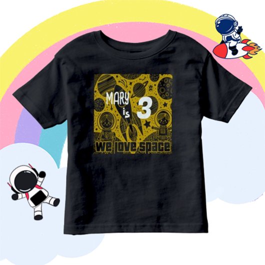 T-shirt Pour Les Tous Petits Espace d'astronaute 3e anniversaire