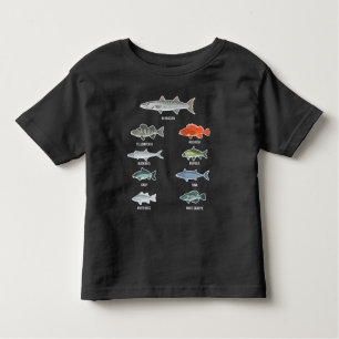 T-shirt Pour Les Tous Petits Espèces de poissons d'eau douce Pêcheur