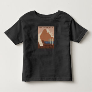 T-shirt Pour Les Tous Petits État du Montana : Tribus indiennes, Montagnes, Pra