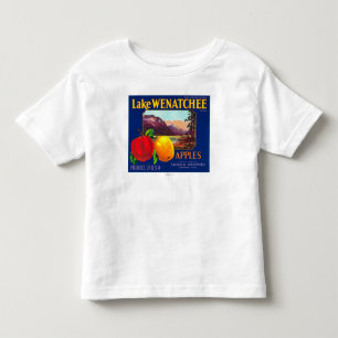 T-shirt Pour Les Tous Petits Étiquette de pomme du lac Wenatchee (bleu) - Cash