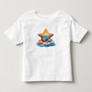 T-shirt Pour Les Tous Petits Étoile de mer souriante mignonne sur la plage dess