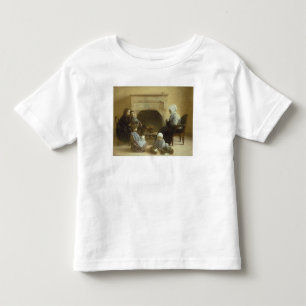 T-shirt Pour Les Tous Petits Famille assise autour d'un foyer