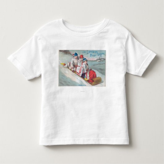 T-shirt Pour Les Tous Petits Famille Tobogganing et utilisation de la toux de (Devant)