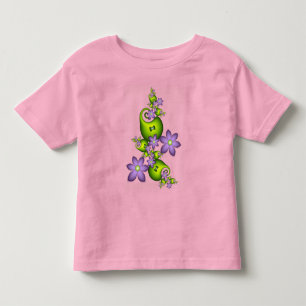 T-shirt Pour Les Tous Petits Fantasie Florale Fleurs Lilas Formes Vertes Fracta