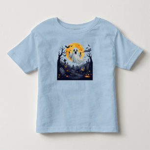T-shirt Pour Les Tous Petits Fantôme dans un cimetière hanté avec Pleine lune