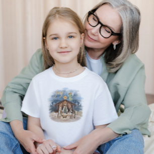 T-shirt Pour Les Tous Petits Farmhouse rustique Noël Joie Nativité