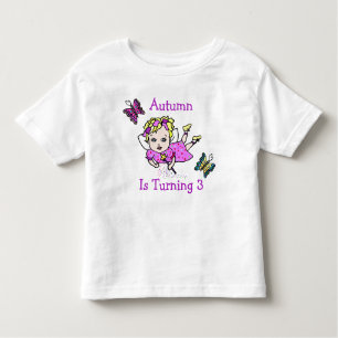 T-shirt Pour Les Tous Petits Fée d'anniversaire et papillons Âge et nom