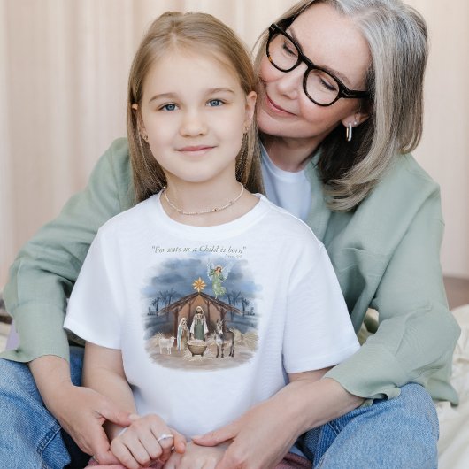 T-shirt Pour Les Tous Petits Ferme rustique Noël Nativité traditionnelle