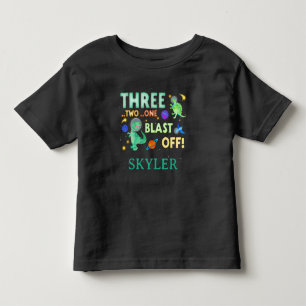 T-shirt Pour Les Tous Petits Fête d'anniversaire 3 ans Dinosaure Espace Décolla