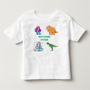 T-shirt Pour Les Tous Petits Fête d'anniversaire Dinosaur sirène moderne